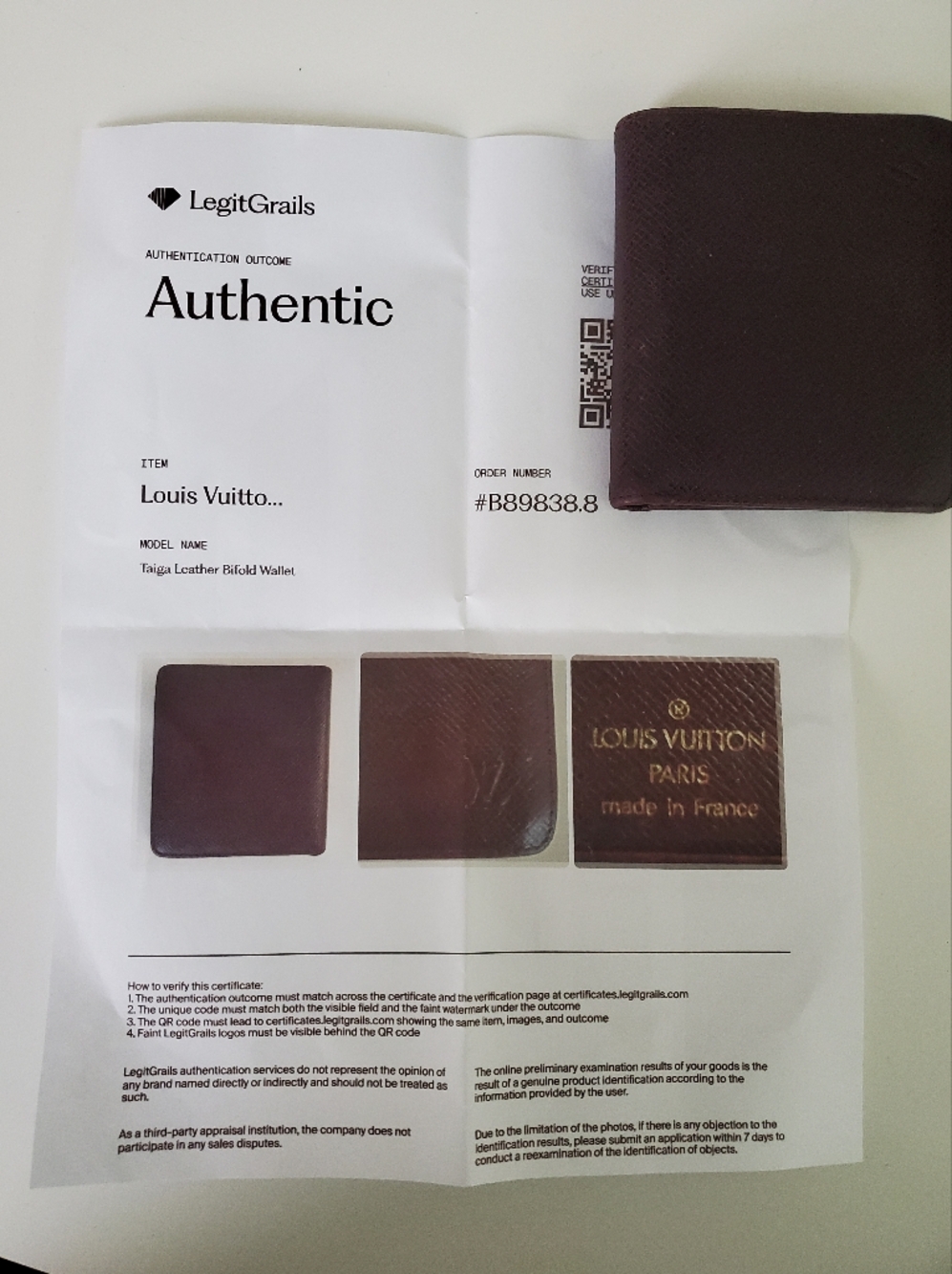 Authentic Louis Vuitton Taiga Bifold Leather Wallet With COA - Picture 11 of 11